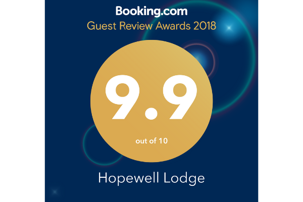 2018 Booking.com Guest Review Award for Hopewell Lodge